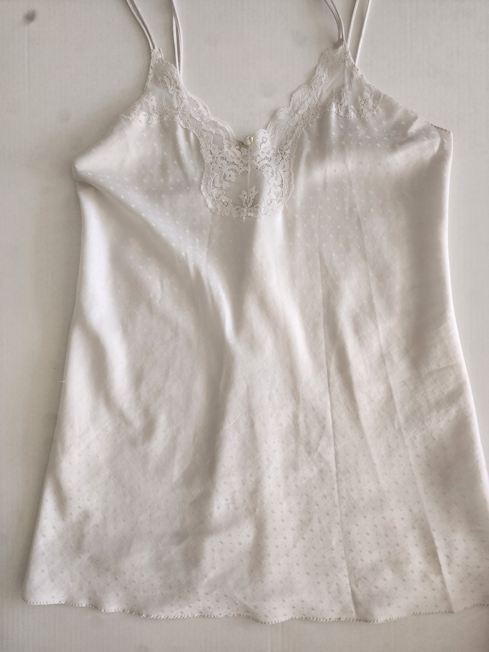 White Lace Trim Satin Cami